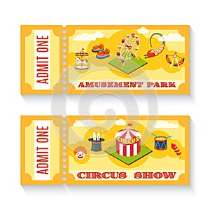 Two vintage amusement park tickets set