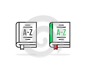 two vocabulary icon like thin line books