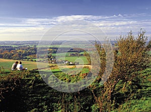 Two walkers looking at the view photo