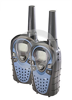 Two walkie talkies, isolated