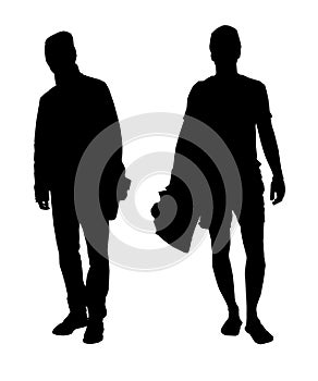 Two walking male silhouettes.