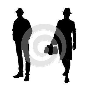Two walking male silhouettes. Vector illustration.