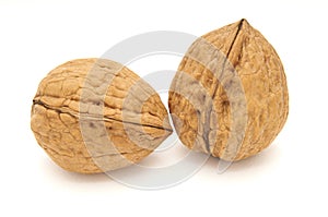 Two walnuts isolated