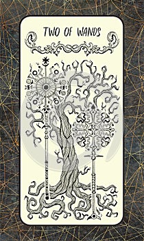 Two of wands. The Magic Gate tarot card