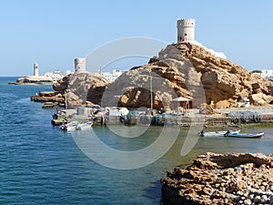 Two watchtowers and a lighthouse, Sur, Oman