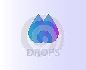 Two water drops Design element logo icon