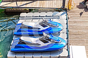 Two water scooter boats for adventure tourism with motor sport w