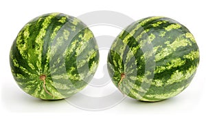 Two watermelons on white