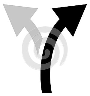 Two way arrow symbol, arrow icon. Curved arrows left and right