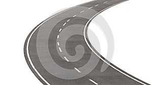 Two-way lane road isolated on a white background,Curved Road for Location Infographic