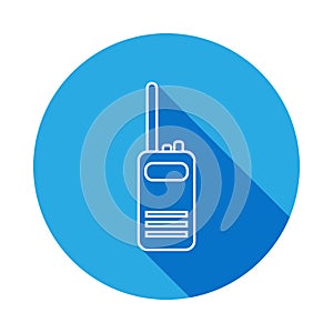 Two way radio, walkie talkie line icon with long shadow. Element of military illustration. Signs and symbols outline icon for webs