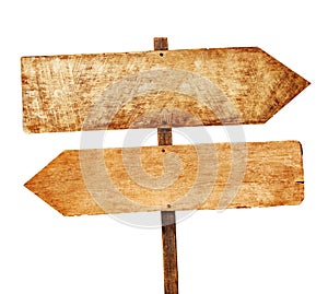 Two way sign board on white background.