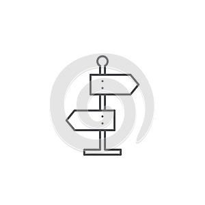Two way signpost, pointer vector icon symbol isolated on white background