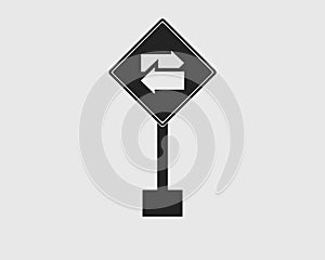 Two way street in Right Rectangular sign icon.
