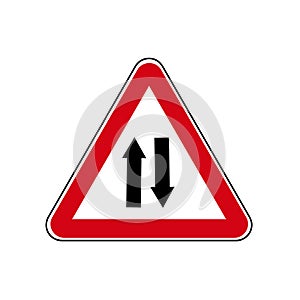 Two way traffic ahead sign on white background, Traffic sign, illustration Vector of Two way traffic