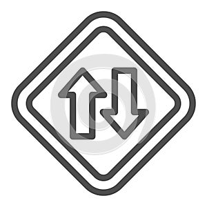 Two way traffic line icon, Navigation concept, traffic sign on white background, Two way road icon in outline style for