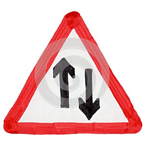 two way traffic sign illustration isolated over white
