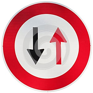 Two ways traffic sign isolated over white