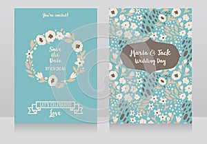 Two wedding cards in folkloric style