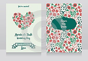 Two wedding cards in folkloric style