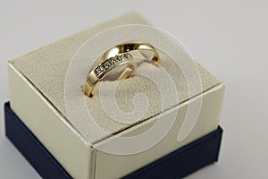 Two wedding rings in box