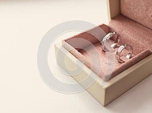 Two wedding rings in box