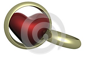 Two wedding rings with heart.