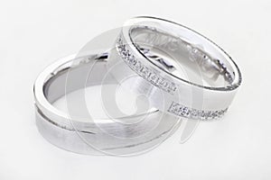 Two wedding rings isolated on white