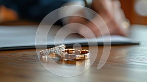 The Wedding Rings on Table.AI generated image