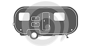 Two wheel trailer silhouette. Picnic trip lifestyle, caravana driving, vector illustration