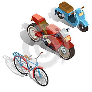 Two-wheeled transport isometric vector set photo