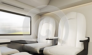 Two white armchairs in compartment