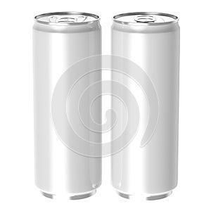 Two white beverage drink cans, PNG transparent bac