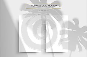 Two White Business cards Mockup and overlay shadow