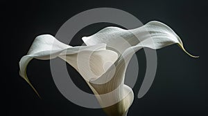 Two White Calla Lilies in a Vase on a Black Background