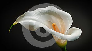 Two White Calla Lilies in a Vase on a Black Background