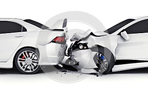 Two white car crash