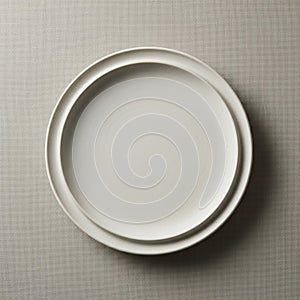 Two white ceramic plates are stacked