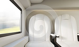 Two white chairs in compartment