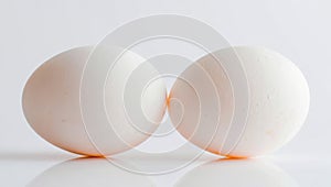 Two White Chicken Eggs Close Up Studio Shot white egg