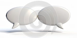 Two White 3D Speech Bubbles Touching, 3D Render, Communication, Conversation, Speech, Message