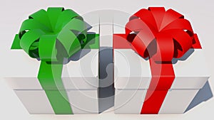 Two white gift boxes