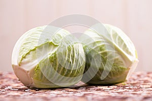 Two white headed cabbage