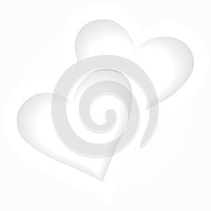 Two white hearts, romantic background