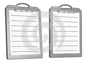 Two white lined blank writing pads isolated on whi