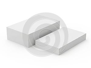 Two white rectangular blocks isolated on white background