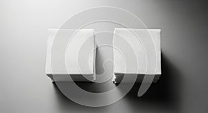 Two white rectangular blocks on a light surface