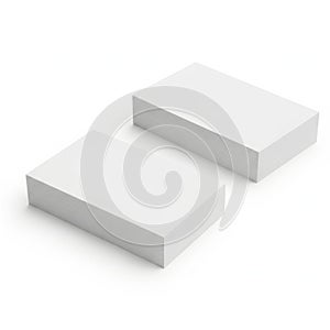 Two white rectangular blocks on a plain background