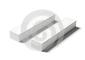 Two white rectangular blocks side by side on a plain white background