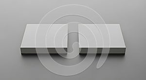 Two White Rectangular Boxes on Gray Background